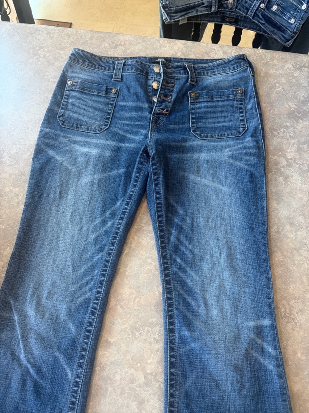 BECCA Mid Rise Bootcut Denim Jeans in Dark Blue Wash